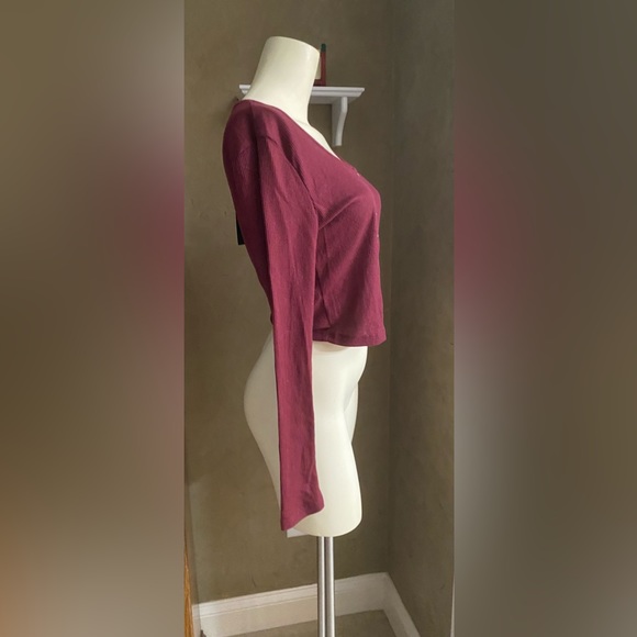 Level Up crop top cardigan Ribbed knit women’s size L - Picture 2 of 9